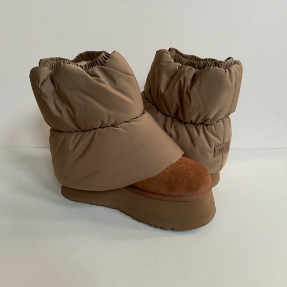 UGG CLASSIC MINI DIPPER PUFFER AMPHORA CHESTNUT PLATFORM BOOTS - Picture 2 of 8